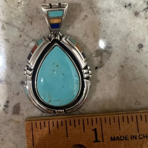 CAROLYN POLLACK turquoise with inlay accent pendant - Picture 3 of 8